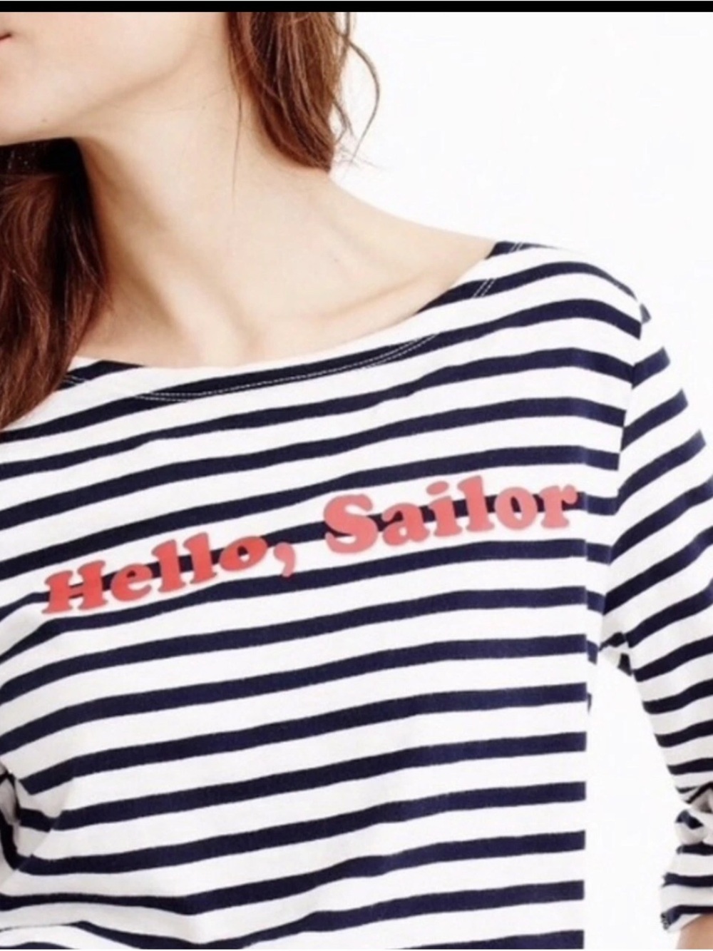 J.CREW Hello, Sailor Striped Boat Neck Long Sleeve 100% Cotton T-Shirt L